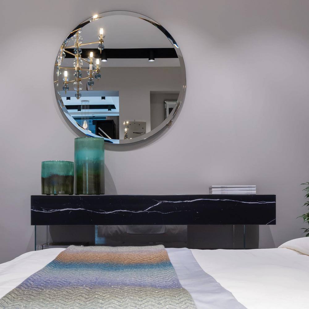 Elegant 18" Round Frameless Beveled Wall Mirror