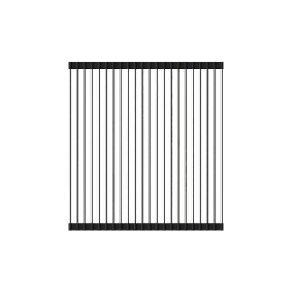 15" x 17" Stainless Steel Roll-Up Sink Grid with Black Ends