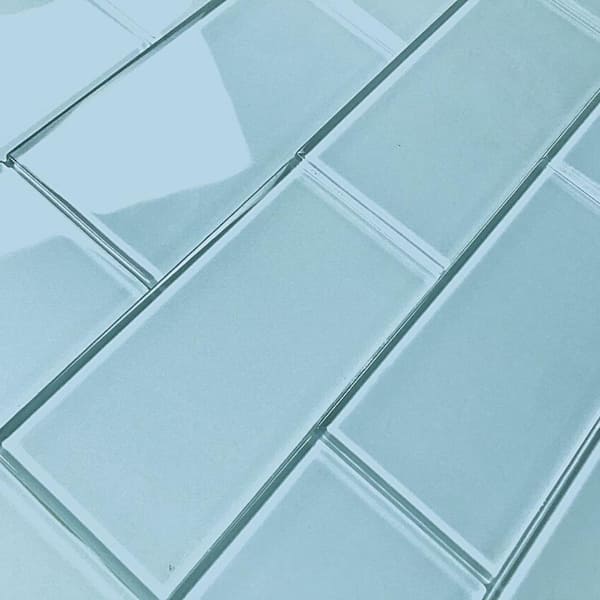 ABOLOS DIY Subway Light Blue 3 in. H x 6 in. H Glass Peel and Stick Tile (11 Sq. Ft./Case)