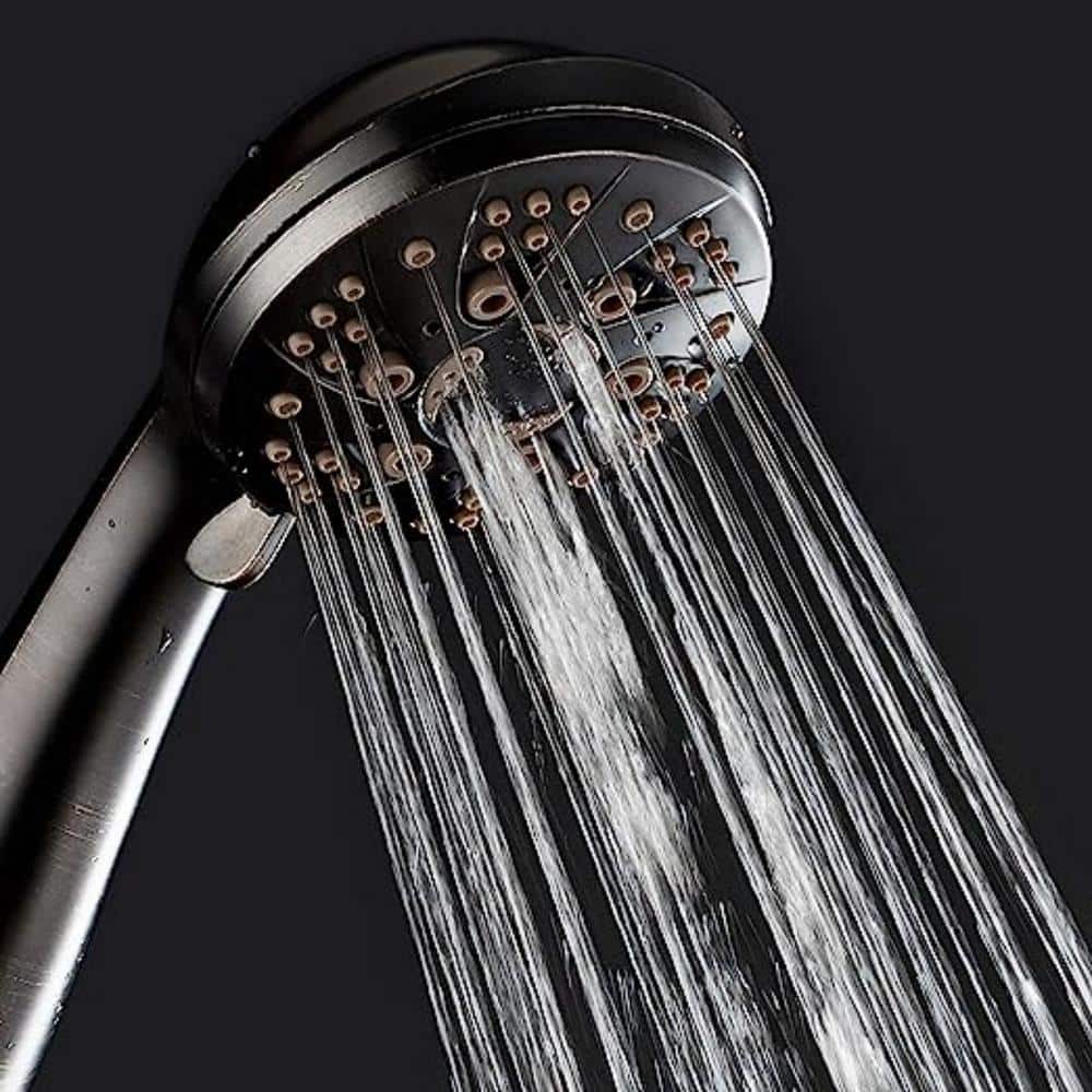 Oil Rubbed Bronze Handheld Rain Shower Head with 6-Spray Settings