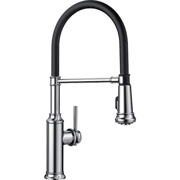 Blanco EMPRESSA Single Handle Gooseneck Pull-Down Sprayer Kitchen Faucet in Polished Chrome