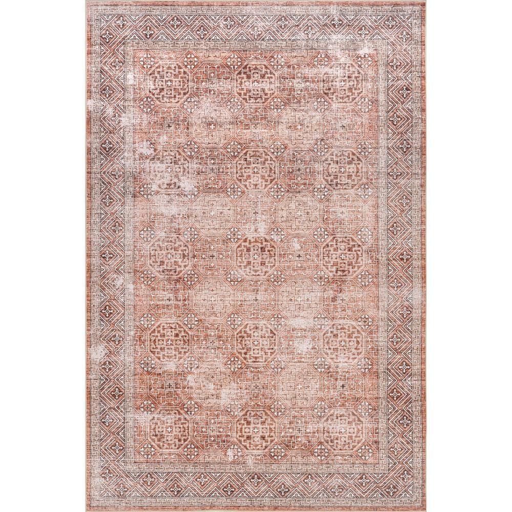 nuLOOM Xenia Faded Transitional Machine Washable Rust 5 ft. x 8 ft