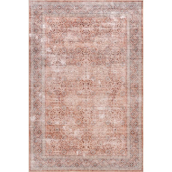 nuLOOM Xenia Faded Transitional Machine Washable Rust 5 ft. x 8 ft. Persian Area Rug