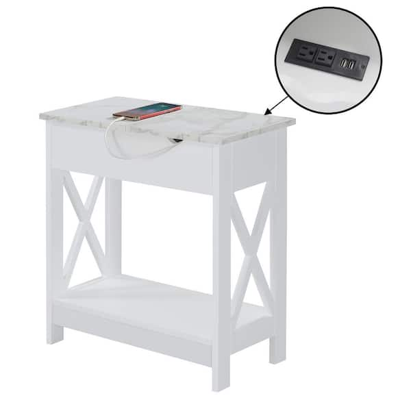 Flip top end table deals with charging station