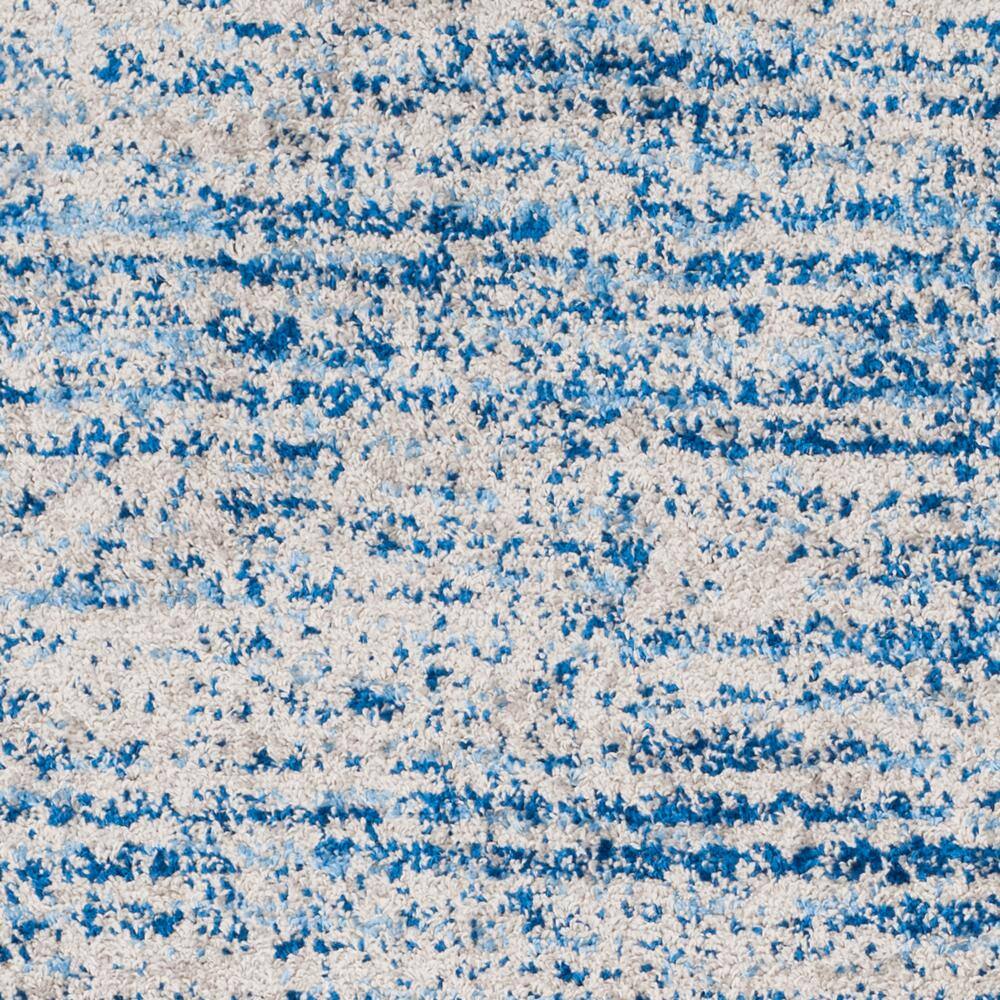 Blue and Silver Hand-Knotted Synthetic Area Rug, 3' x 5'