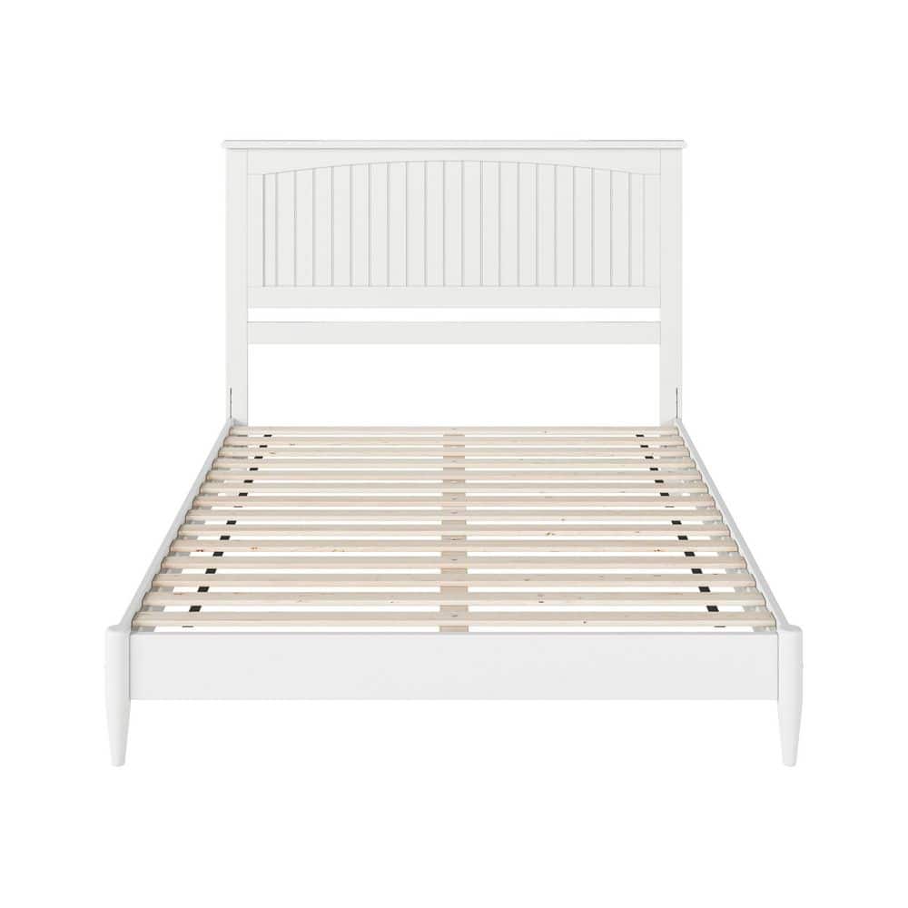 Naples White Queen Wood Low Profile Platform Bed with Slats