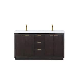 Destin 60in Cherry Dual Sink Bathroom Vanity