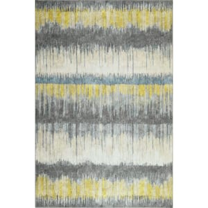 Cayetana Gold 10 ft. x 14 ft. Transitional Watercolor Machine Washable Area Rug