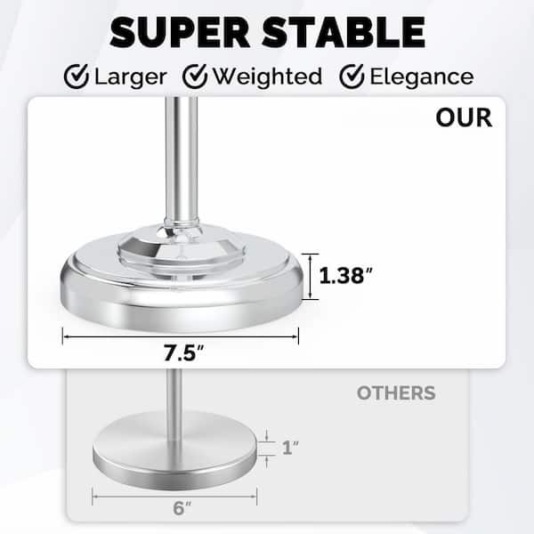 FreeStanding Toilet Paper Holder in Chrome, Toilet Paper Holder Stand with Post Pivoting and Weighted Base