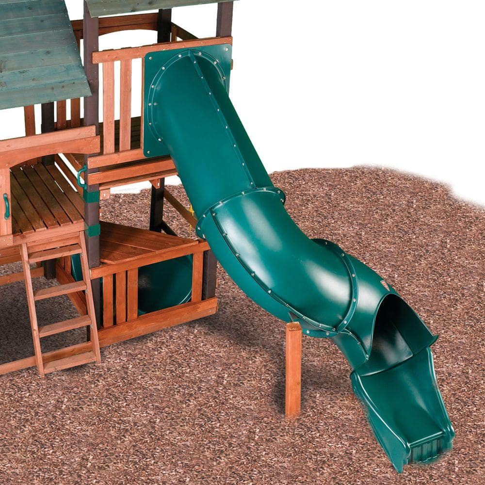 Green Plastic Tunnel Twister Slide for 5-Foot Deck Heights