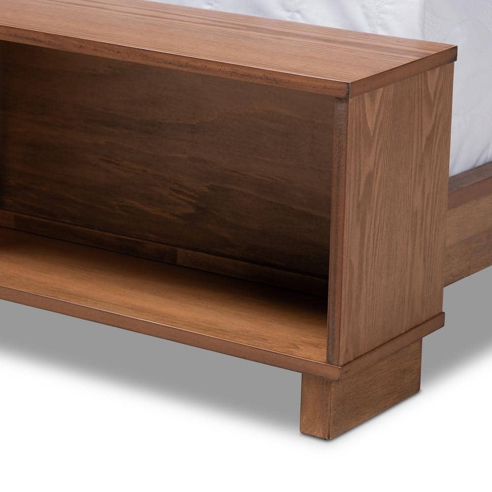 Regina Ash Walnut Brown King Wood Storage Bed with Headboard