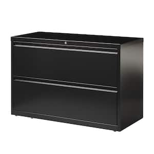 42 in. W 2-Drawer Black Metal Lateral File Cabinet for Home and Office, Holds Letter, Legal and A4 Hanging Folders