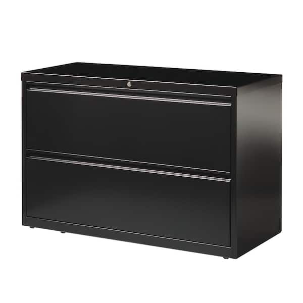 Hirsh 42 in. W 2-Drawer Black Metal Lateral File Cabinet for Home and Office, Holds Letter, Legal and A4 Hanging Folders