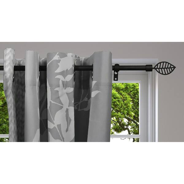 Leaf Metallo Outdoor Curtain Rod with Finials Adjustable Length Rod Set