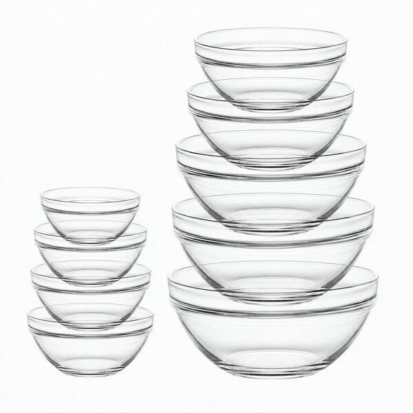 Glass Mixing Bowls Set for Cooking, Baking, Prepping, Space Saving Storage Nesting Bowls Bowl Set (Set of 9)