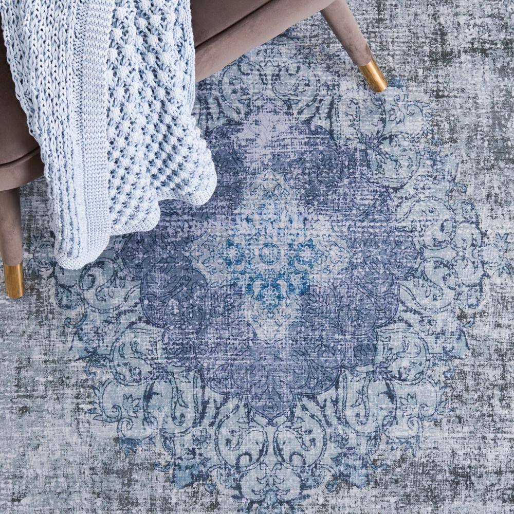 Tucson Green and Grey Non-Slip Washable Rectangular Rug