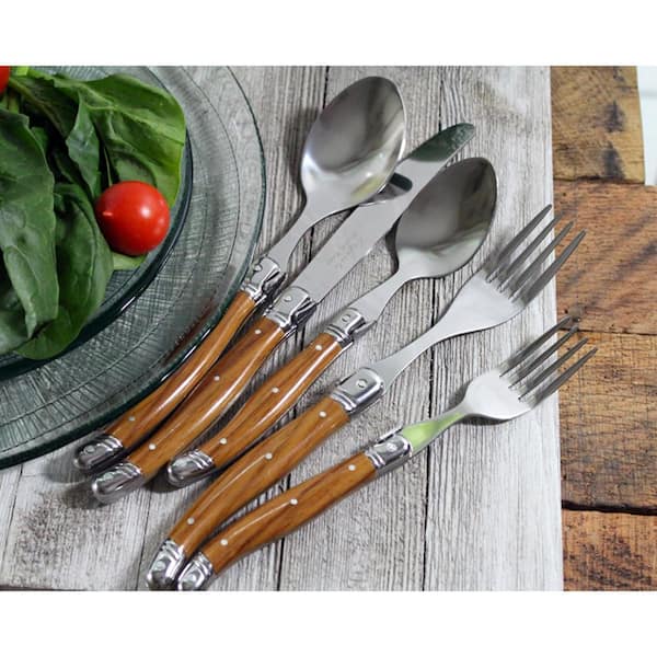 Laguiole 20-Piece Stainless Steel/Wood Grain Flatware Set (Service for 4)