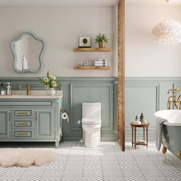 Compact Dual Flush 1.1/1.6 GPF Toilet in White with Sleek Downward Nozzle Bidet Attachment and Easy Control Knob