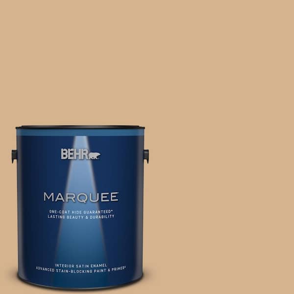 BEHR MARQUEE 1 gal. Home Decorators Collection #HDC-NT-04 Creme De Caramel One-Coat Hide Satin Enamel Interior Paint & Primer