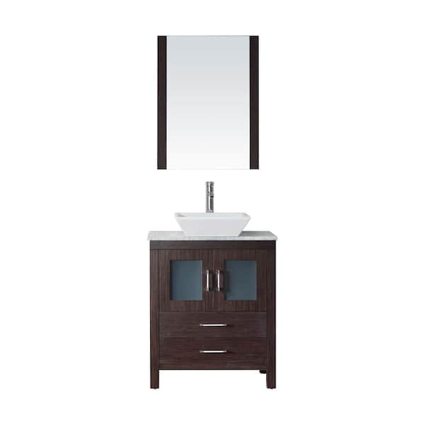 Virtu USA Dior 28 in. W x 18 in. D x 33 in. H Single Sink Bath Vanity in Espresso with Marble Top and Mirror