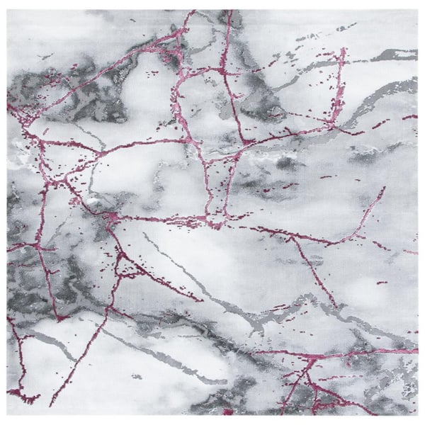 SAFAVIEH Craft Gray/Wine 10 ft. x 10 ft. Distressed Abstract Square Area Rug
