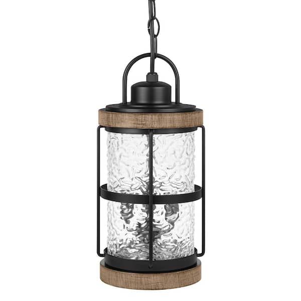 Hampton Bay Fuller Park 15.25 in. 3-Light Matte Black Outdoor Hanging Light Pendant Light