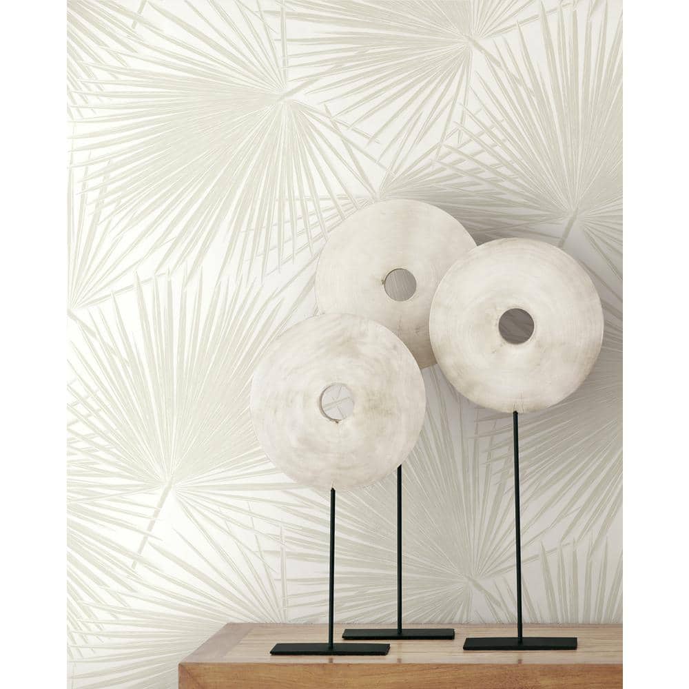 Sea Salt Vinyl Palm Leaf Peel and Stick Wallpaper Roll
