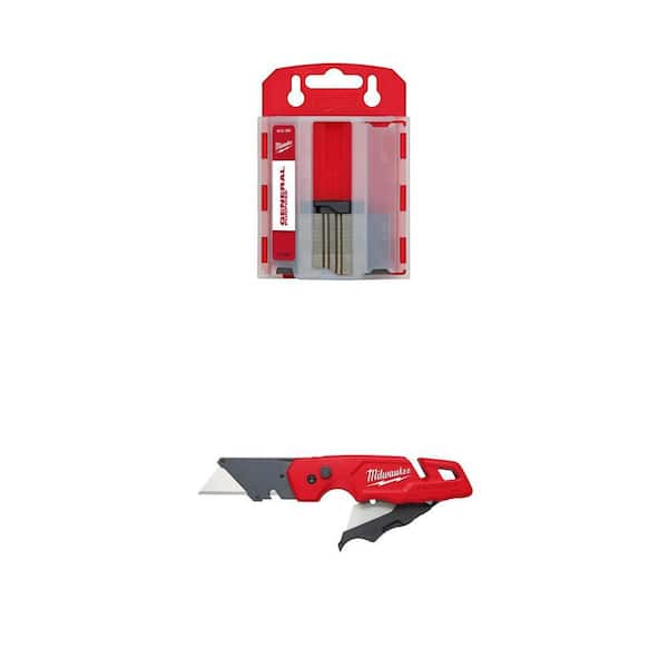 FASTBACK Folding Utility Knife with Blade Storage and General Purpose Blade and Utility Blade (50-Pack) Combo