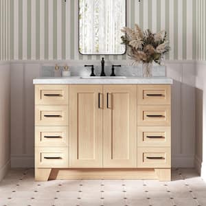Taylor 48 in. Single Sink Freestanding Bathroom Vanity in Oak with Carrara White Marble Top