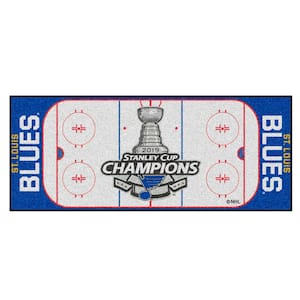 St. Louis Blues 2019 Stanley Cup Champions White 2.5 ft. x 6 ft. Rink Runner Rug