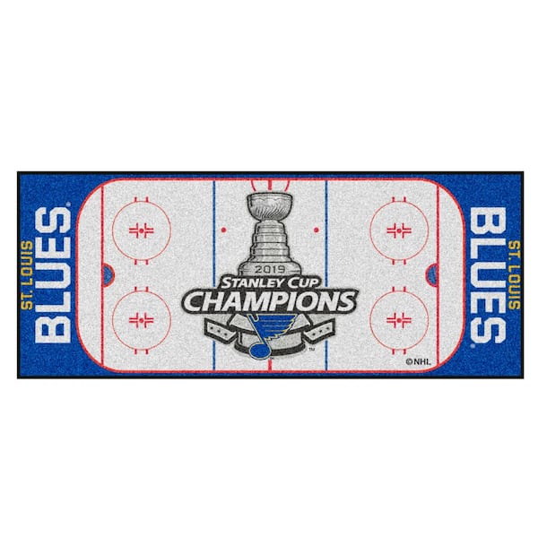 FANMATS St. Louis Blues 2019 Stanley Cup Champions White 2.5 ft. x 6 ft. Rink Runner Rug