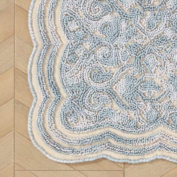 Freya 2 ft. x 5 ft. Mineral Blue Floral Area Rug