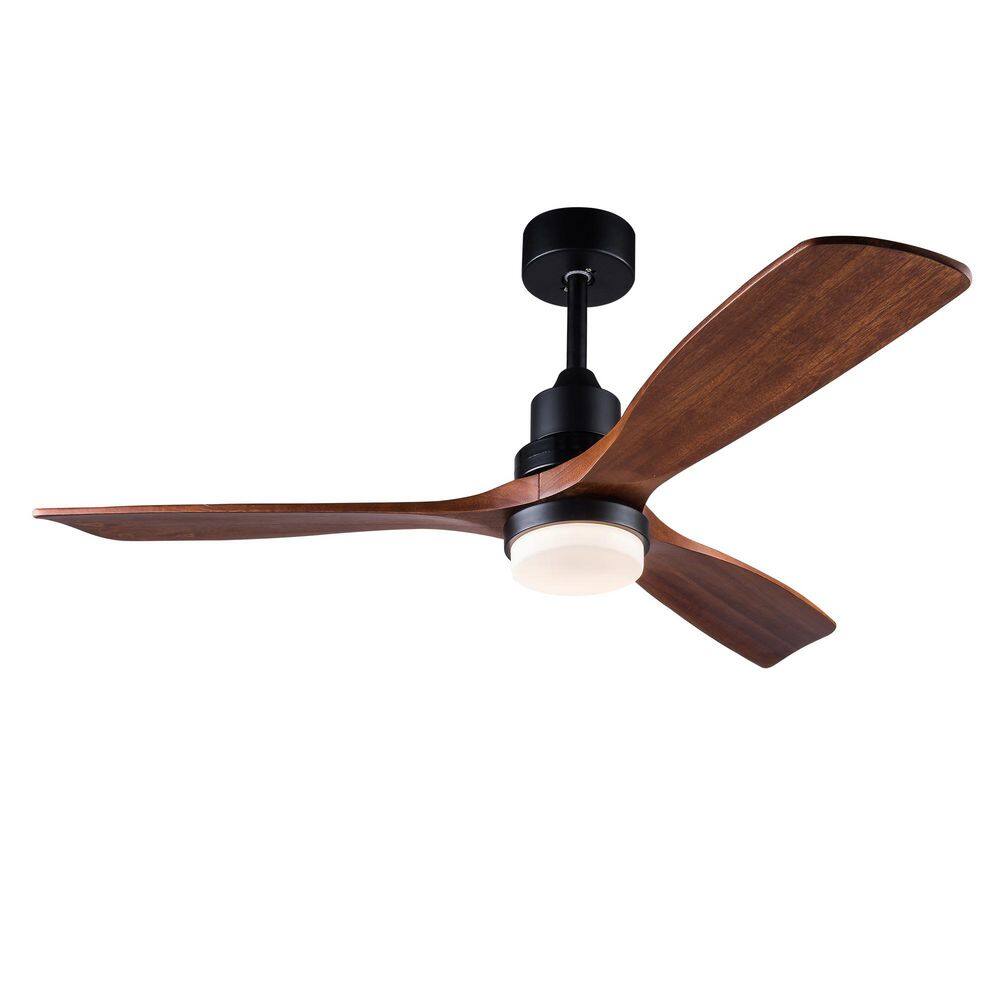 52 in. LED Light Dark Walnut 3-Blade Wood Propeller Ceiling Fan with Remote, Downrod Mount price history on PriceWatchPro