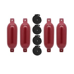 BoatTector Inflatable Fender Value 4-Pack - 4.5 in. x 16 in., Cranberry