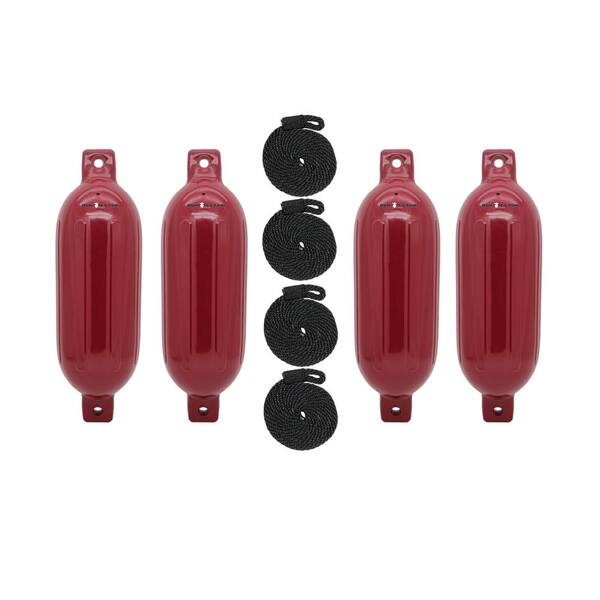 Extreme Max BoatTector Inflatable Fender Value 4-Pack - 4.5 in. x 16 in., Cranberry
