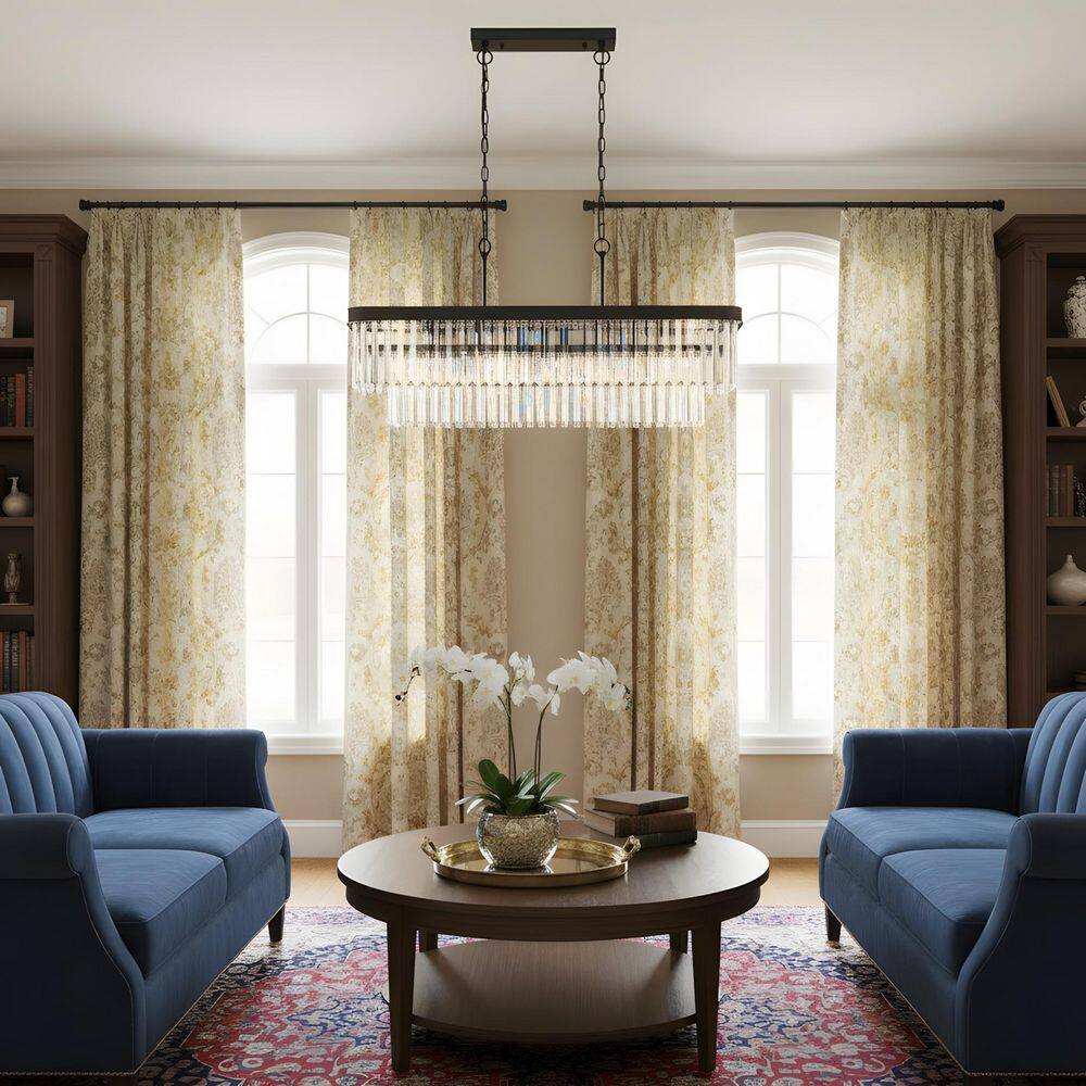33.5 in. 11-Light Black Modern Luxury Multi-Tier Rectangular Crystal Chandelier price history on PriceWatchPro