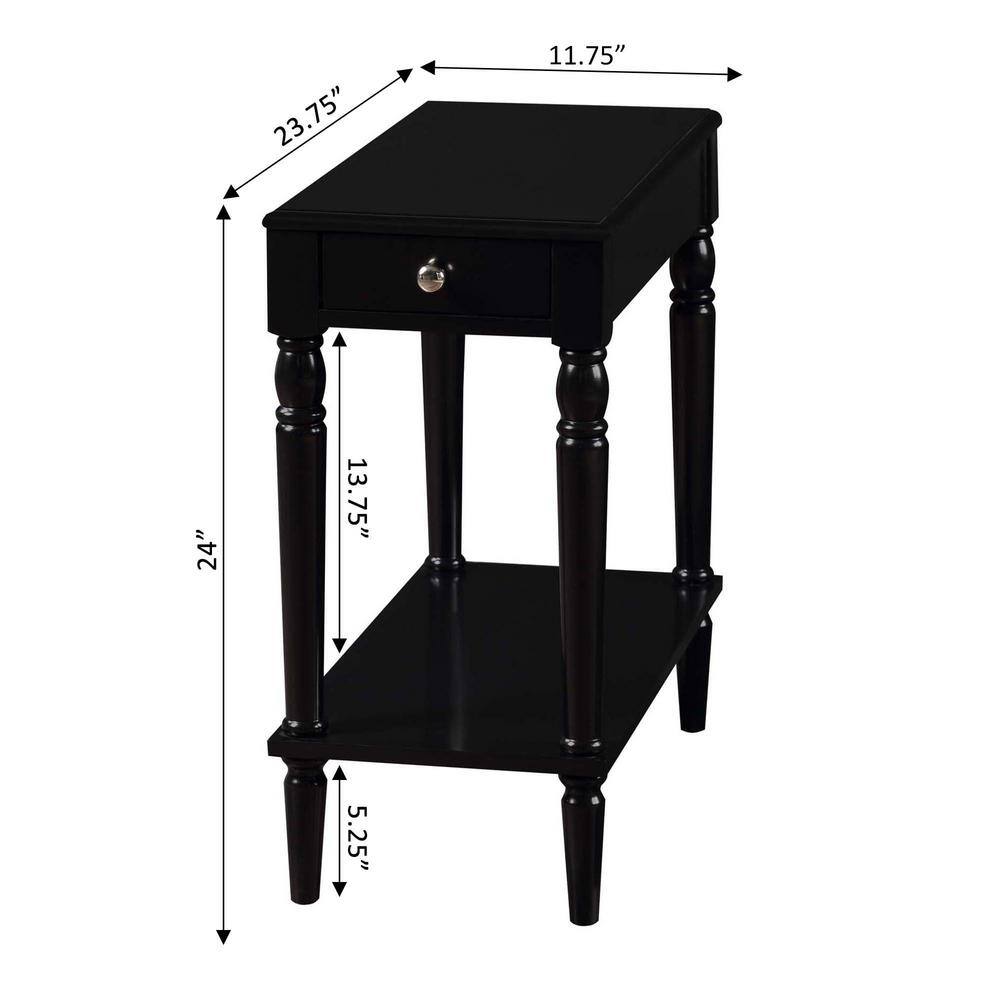 Elegant Square Black Wood End Table with Storage and Turned Legs