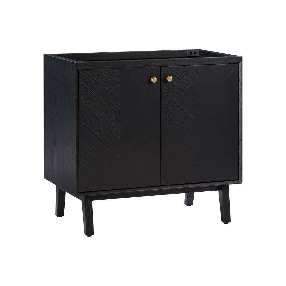 Adele 36'' Black Oak Single Bathroom Vanity Base