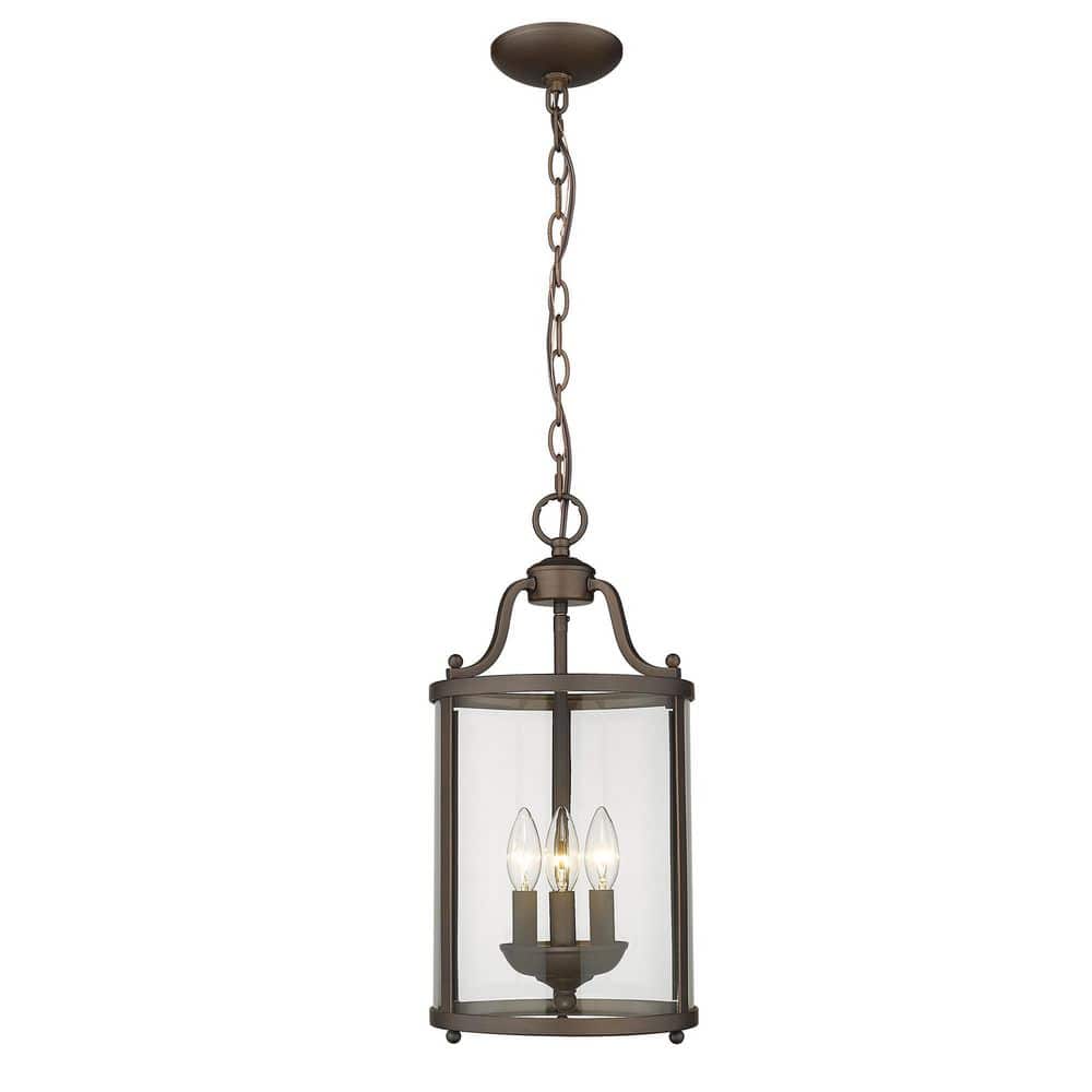 Payton 3-Light Mini Pendant in Rubbed Bronze and Glass