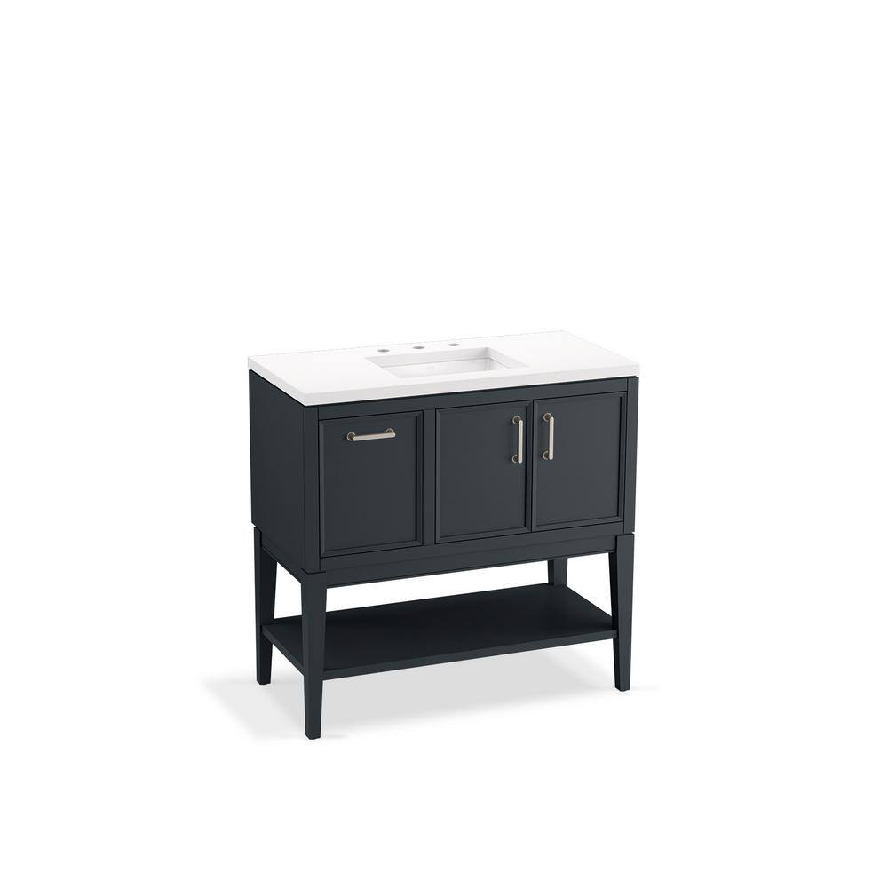 Winnow 36-Inch Slate Gray Painted MDF Bathroom Vanity with Quartz Top