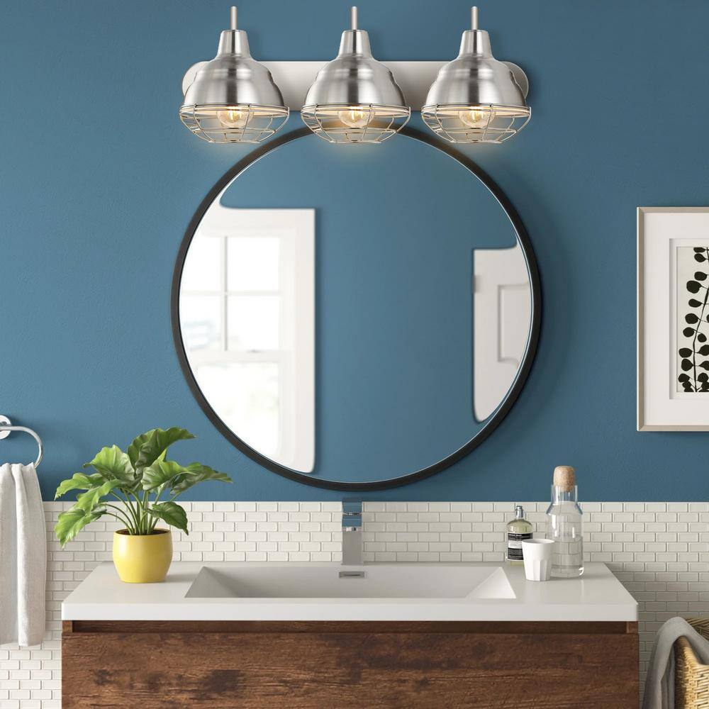 Levi Industrial Rustic 24.5" Nickel LED Vanity Light