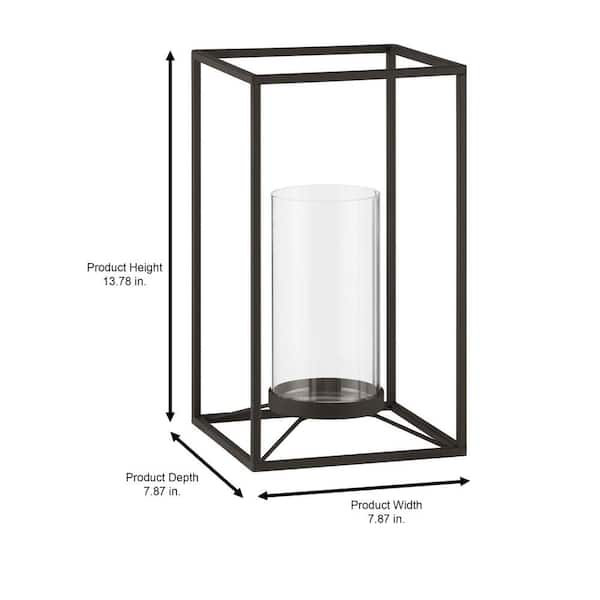 Hampton Bay 13.75 in. Outdoor Black Metal and Glass Lantern