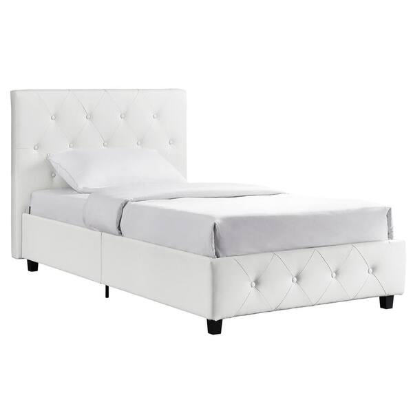 Dean White Faux Leather Upholstered Twin Bed DE40380