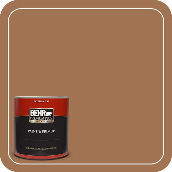 BEHR PREMIUM PLUS 1 qt. #S240-6 Ranch Brown Flat Exterior Paint & Primer