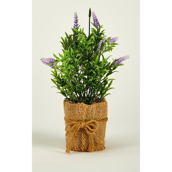 Unbranded 11 in. Artificial Lavender in 3 in. Burlap Pot