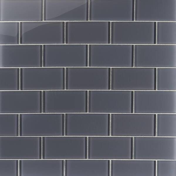 Ivy Hill Tile Contempo Smoke Gray 3 in. x .31 in. Polished Glass Mosaic Floor and Wall Tile Sample