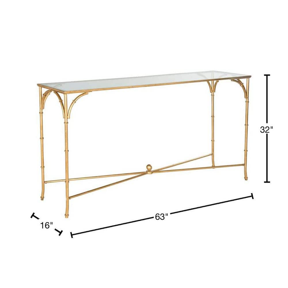 Maurice Gold and Glass X-Base Hallway Table
