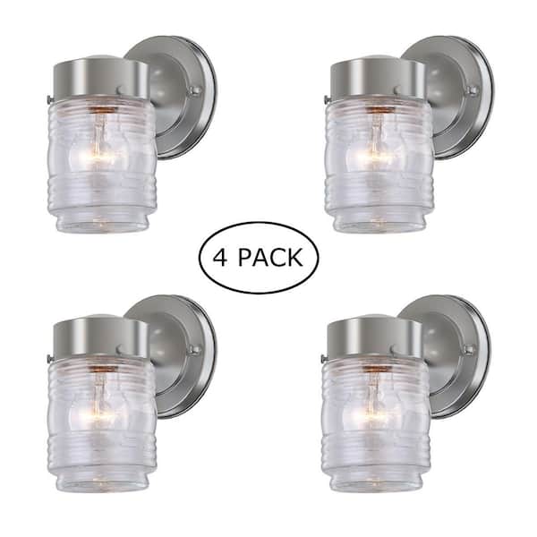 Martin 7.5 in. Brushed Nickel Outdoor Hardwired Wall Cylinder Scone with No Bulbs Included (4-Pack)