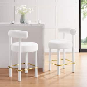 Toulouse 26 in. in White Gold Wood Performance Velvet Counter Stool - Set of 2