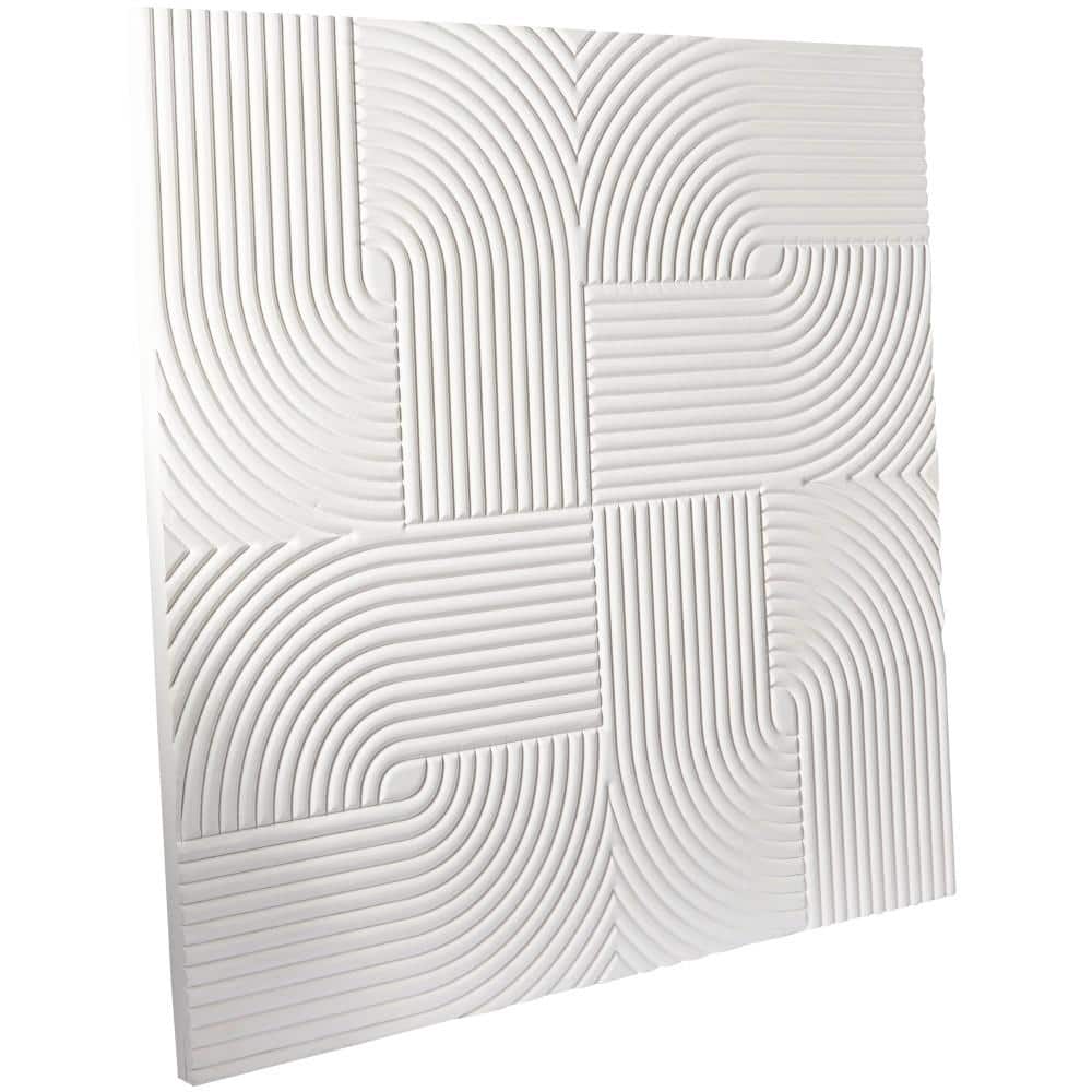 48'' White Geometric Wood Square Wall Art
